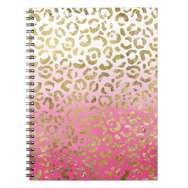 Weißrosa Aquarellfarben Gold Glave Leopard Print Notizblock (Vorderseite)