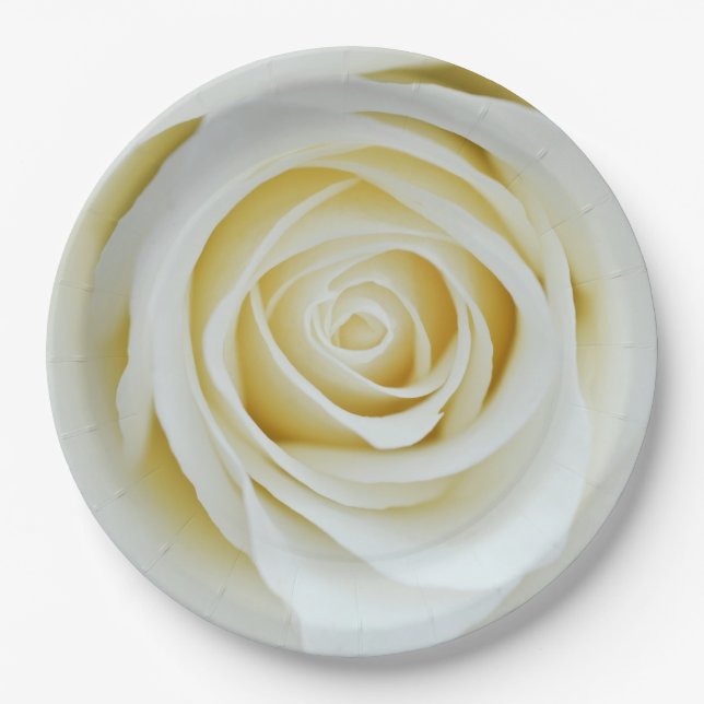 Weißrosa Blume Papierplatte Pappteller (Vorderseite)