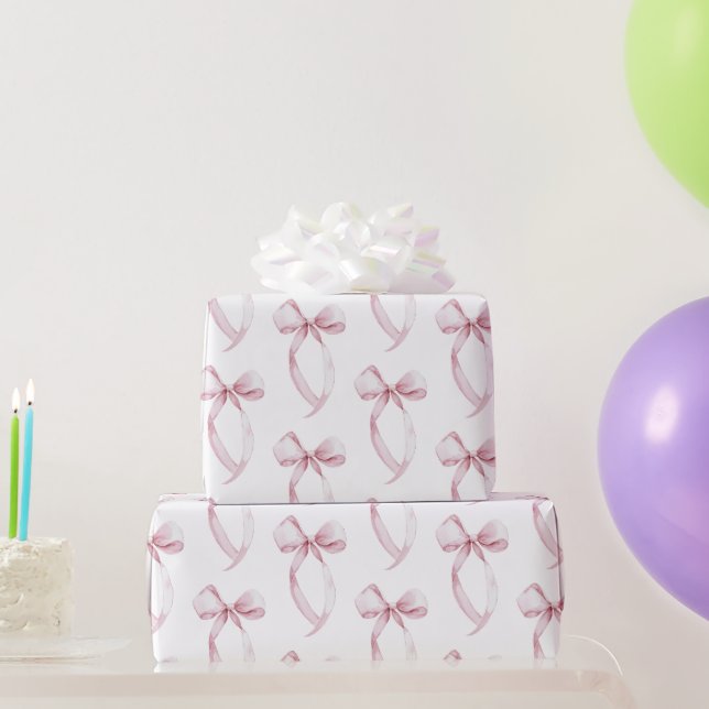 Weißrosa Bogen Geburtstag Geschenkpapier (Partygeschenke)