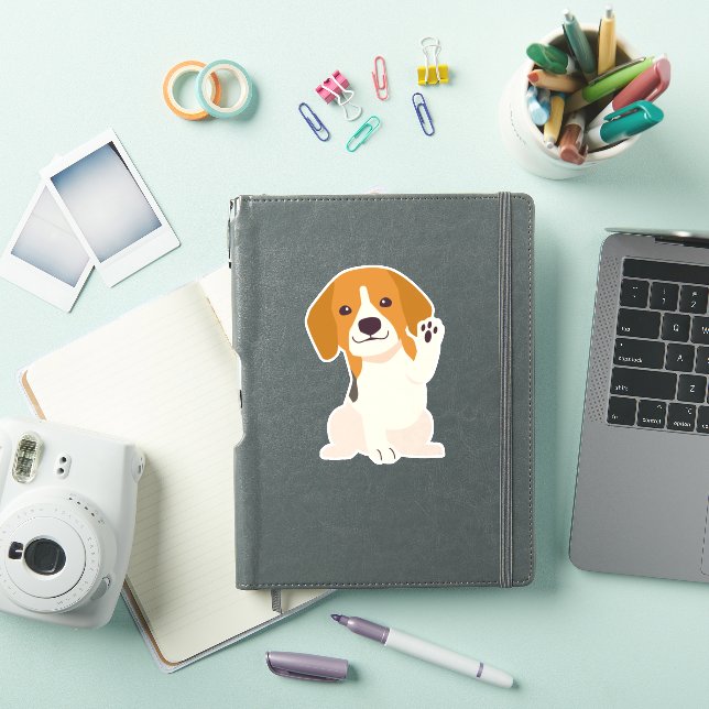 Weißrosa Eleganter Niedlicher Beagle Hund Aufkleber (iPad Hülle)
