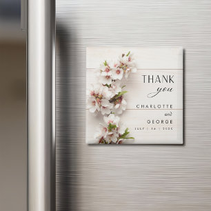 Weißrosa Floral   Gastgeschenk Hochzeit Magnet