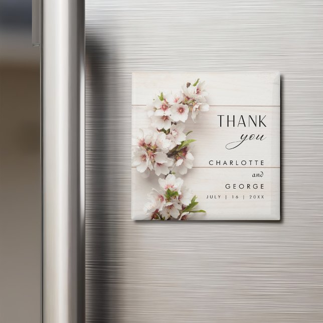 Weißrosa Floral | Gastgeschenk Hochzeit Magnet (Von Creator hochgeladen)