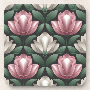 Weißrosa Magnolias Untersetzer Set