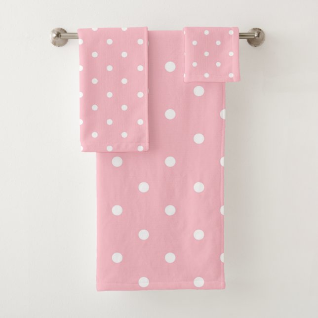 Weißrosa Polka Dot Badetuch Set (Insitu)