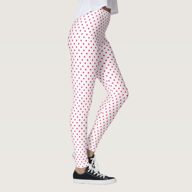 Weißrosa Polka Dot Muster Leggings (Rechts)