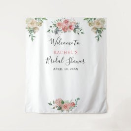 Weißrosa Rosa Wasserfarbe Willkommen Brautparty Wandteppich