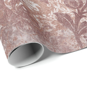 Weißrosa Rose Gold Blumenpulver grungy Metallic Geschenkpapier