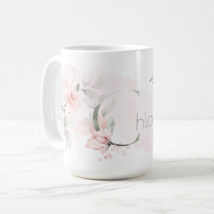 Weißrosa Rosenmonogramm Kaffeetasse