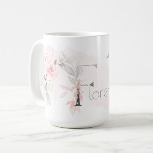 Weißrosa Rosenmonogramm Kaffeetasse