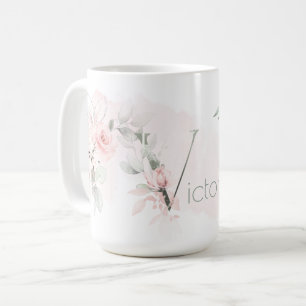 Weißrosa Rosenmonogramm Kaffeetasse