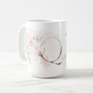 Weißrosa Rosenmonogramm-Letter Q Kaffeetasse