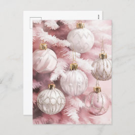 Weißrosa Vintage Ornamente Weihnachten Postkarte