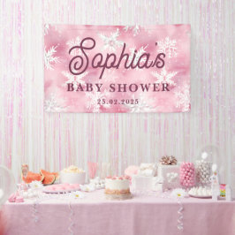 Weißrosa Winterschneeflockenmuster Party Banner