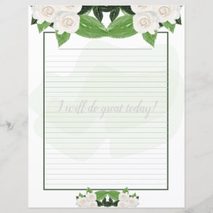 Weißrosen Schriftpapier mit Blumenblättern