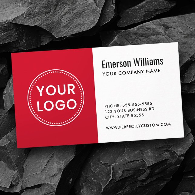 Weißrotes Logo, modern minimalistisch Visitenkarte (White red custom logo modern minimalist business card)