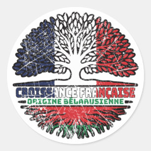 Weißrussisch-Weißrussisch Französisch-Tree Runder Aufkleber