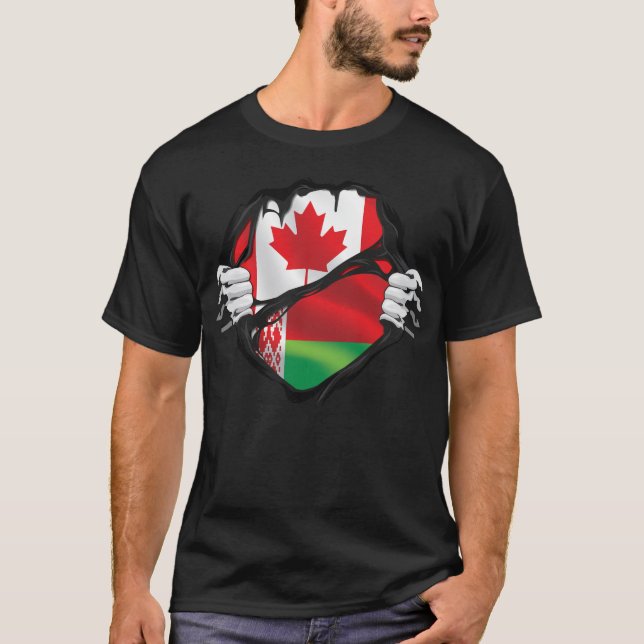 Weißrussische kanadische Handgepanzerte Roots-Flag T-Shirt (Vorderseite)