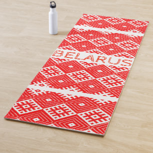 Weißrussland Б е л а р с у Folk Pattern Red Yoga M Yogamatte