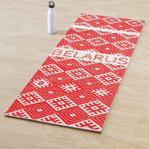Weißrussland Б е л а р с у Folk Pattern Red Yoga M Yogamatte