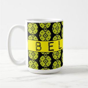 Weißrussland Б е л а у с р Folk Muster Gelb Schwar Kaffeetasse