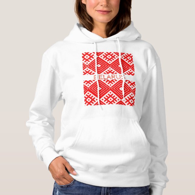 Weißrussland Б е л а у с р Folk-Musterkopf Hoodie (Vorderseite)
