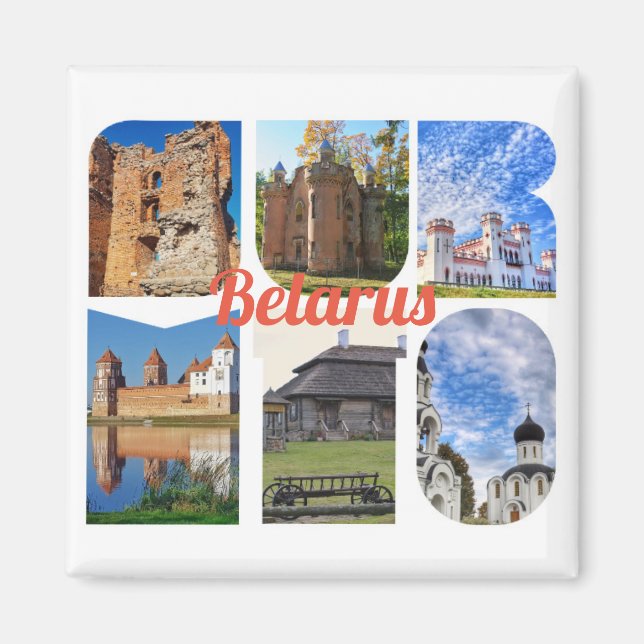 Weißrussland Architecture Nature Collage Magnet (Vorne)