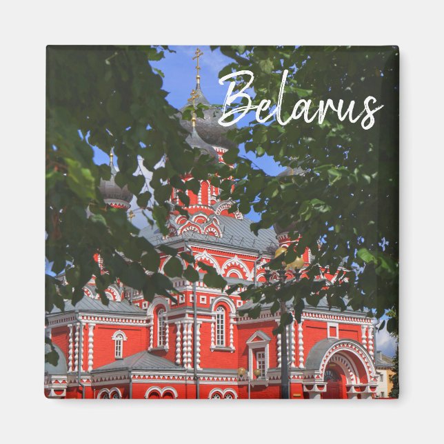 Weißrussland Architecture Red Church Magnet (Vorne)