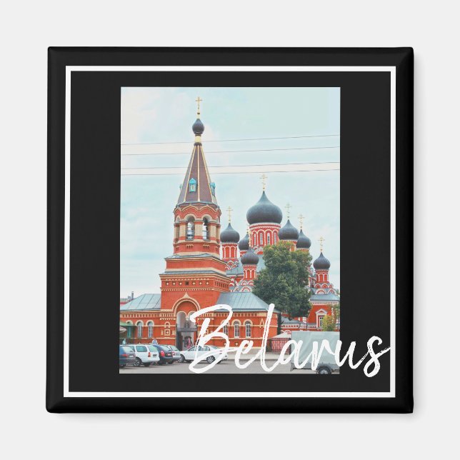 Weißrussland Architecture Red Church Magnet (Vorne)