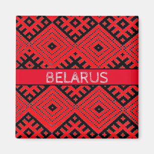 Weißrussland Belarus Volksmuster Rot Schwarz Magne Magnet