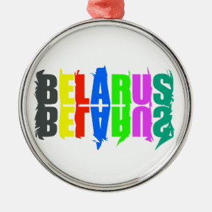 Weißrussland Bunte Fröhliche Buchstaben Ornament Aus Metall