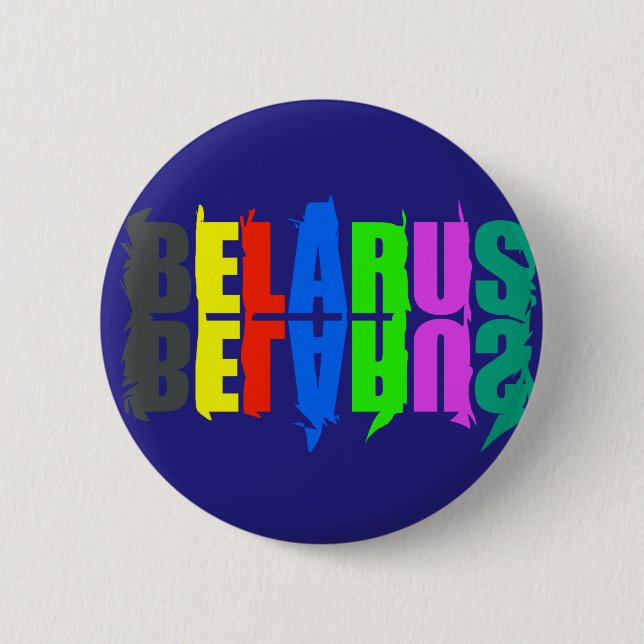 Weißrussland farbenfrohe glückliche Buchstaben Button (Vorderseite)