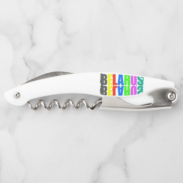 Weißrussland farbenfrohe glückliche Buchstaben Kellnermesser (Rückseite)