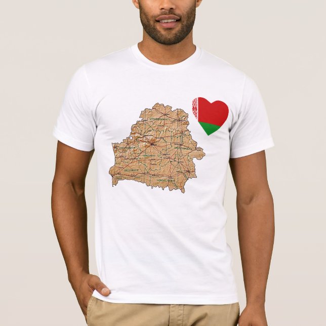 Weißrussland Flag Herz und Karte T - Shirt (Vorderseite)