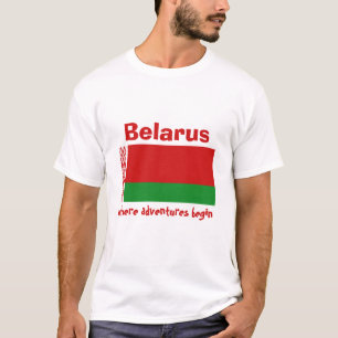Weißrussland-Flagge + Karte + Text-T - Shirt