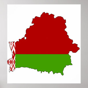 Weißrussland-Flaggen-Karte Größengleich Poster