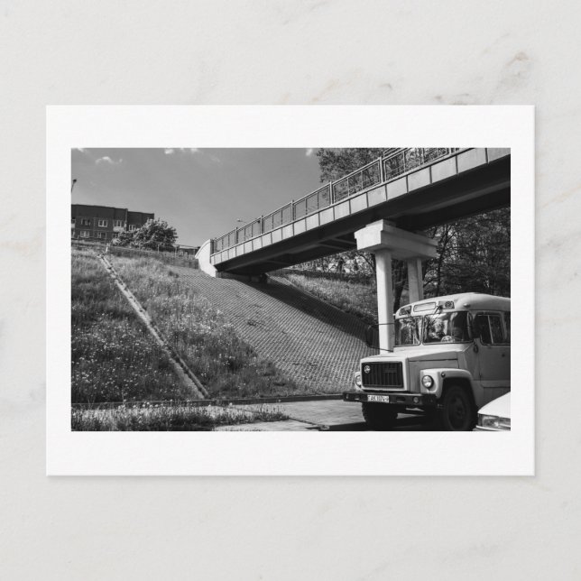 Weißrussland Grodno Old Retro Sowjetbus Postkarte (Vorderseite)
