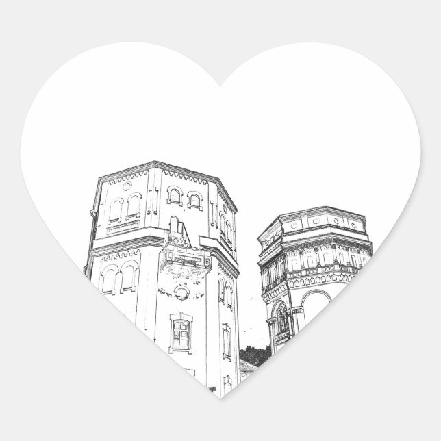 Weißrussland Grodno Wassertürme Herz-Aufkleber (Vorderseite)