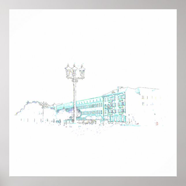 Weißrussland Hrodna Stylized Architecture Sketch P Poster (Vorne)