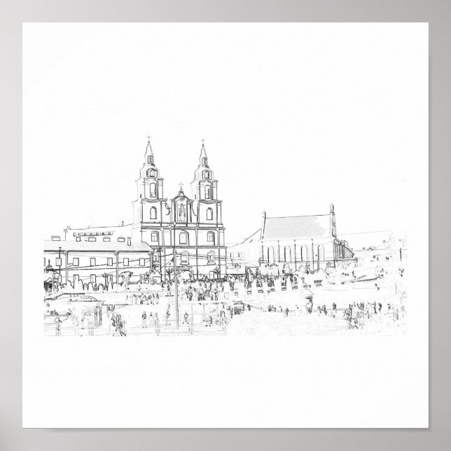 Weißrussland Minsk Styized Architecture Sketch Pos Poster (Vorne)