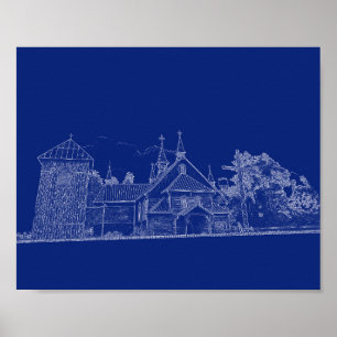 Weißrussland Porechye Parecca Architektur Katholik Poster