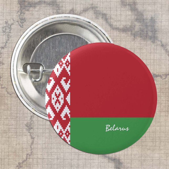 Weißrussland-Taste, patriotische Weißrussland-Flag Button (Von Creator hochgeladen)