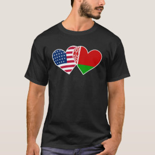 Weißrussland USA Flagge Zweites Herz für belarussi T-Shirt