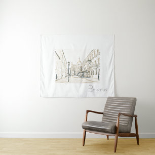 Weißrussland Viciebsk Vitebsk Stadtscape Sketch Ta Wandteppich