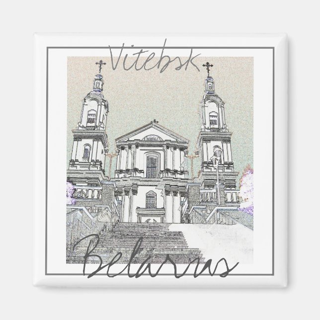Weißrussland Vitebsk Stylized Architecture Magnet (Vorne)