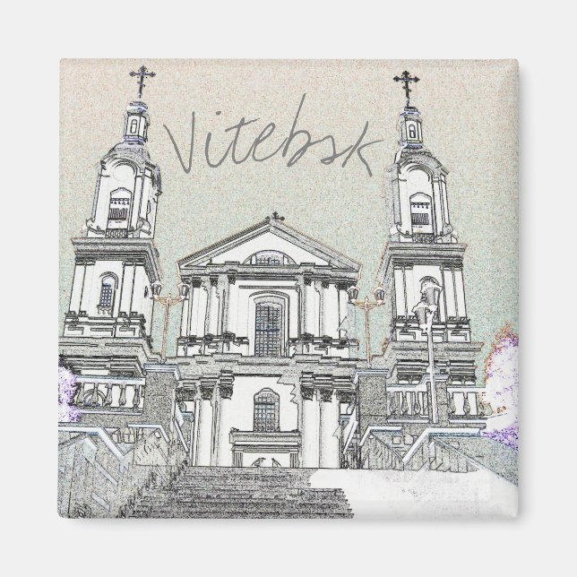 Weißrussland Vitebsk Stylized Architecture Magnet (Vorne)