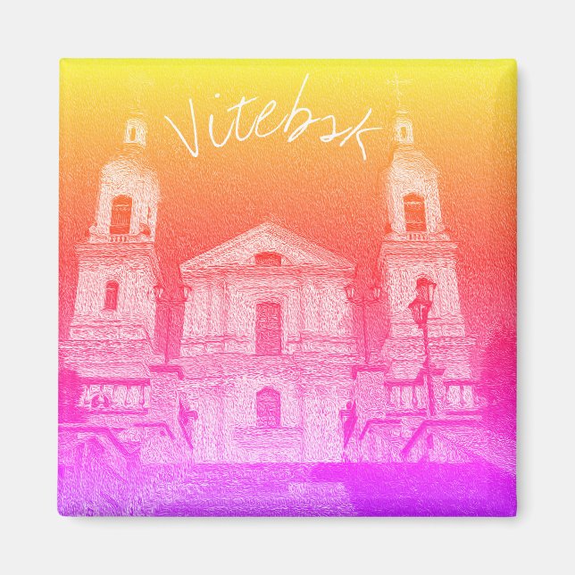 Weißrussland Vitebsk Stylized Architecture Magnet (Vorne)