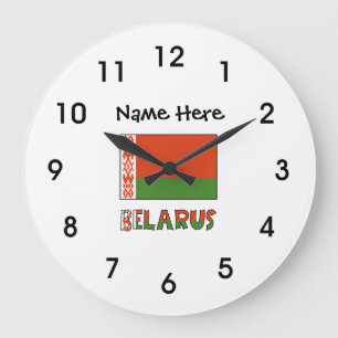 Weißrussland Weißrussische Flagge Personalisiert  Große Wanduhr