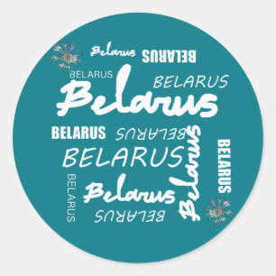 Weißrusslandische Blume Runder Aufkleber