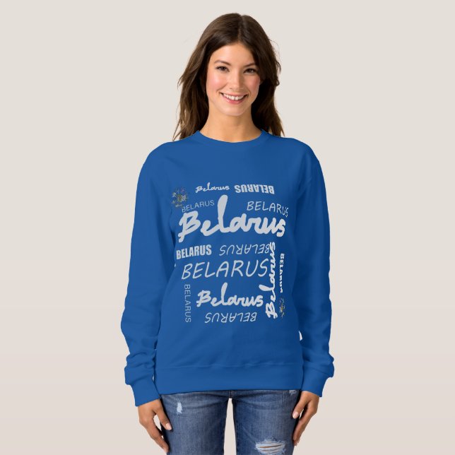 Weißrusslandische Blume Sweatshirt (Vorne ganz)