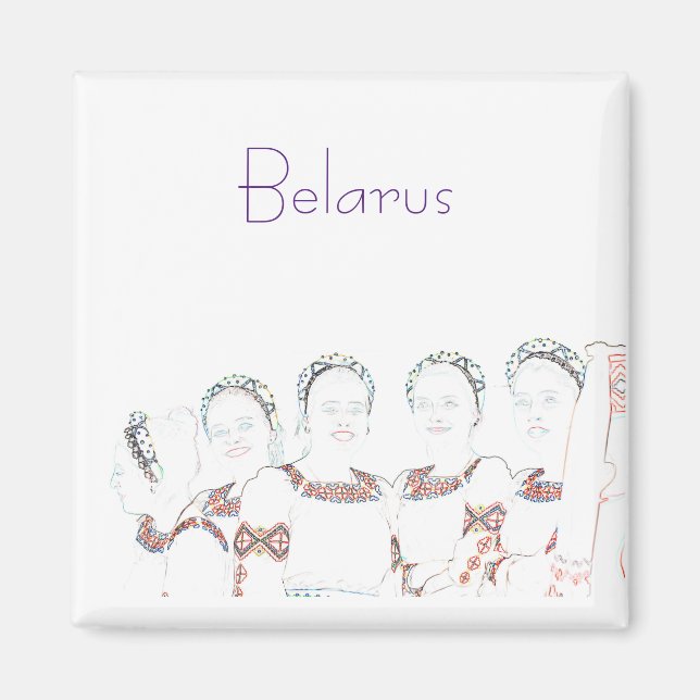 Weißrusslands Volkskleidung Sketch Magnet (Vorne)